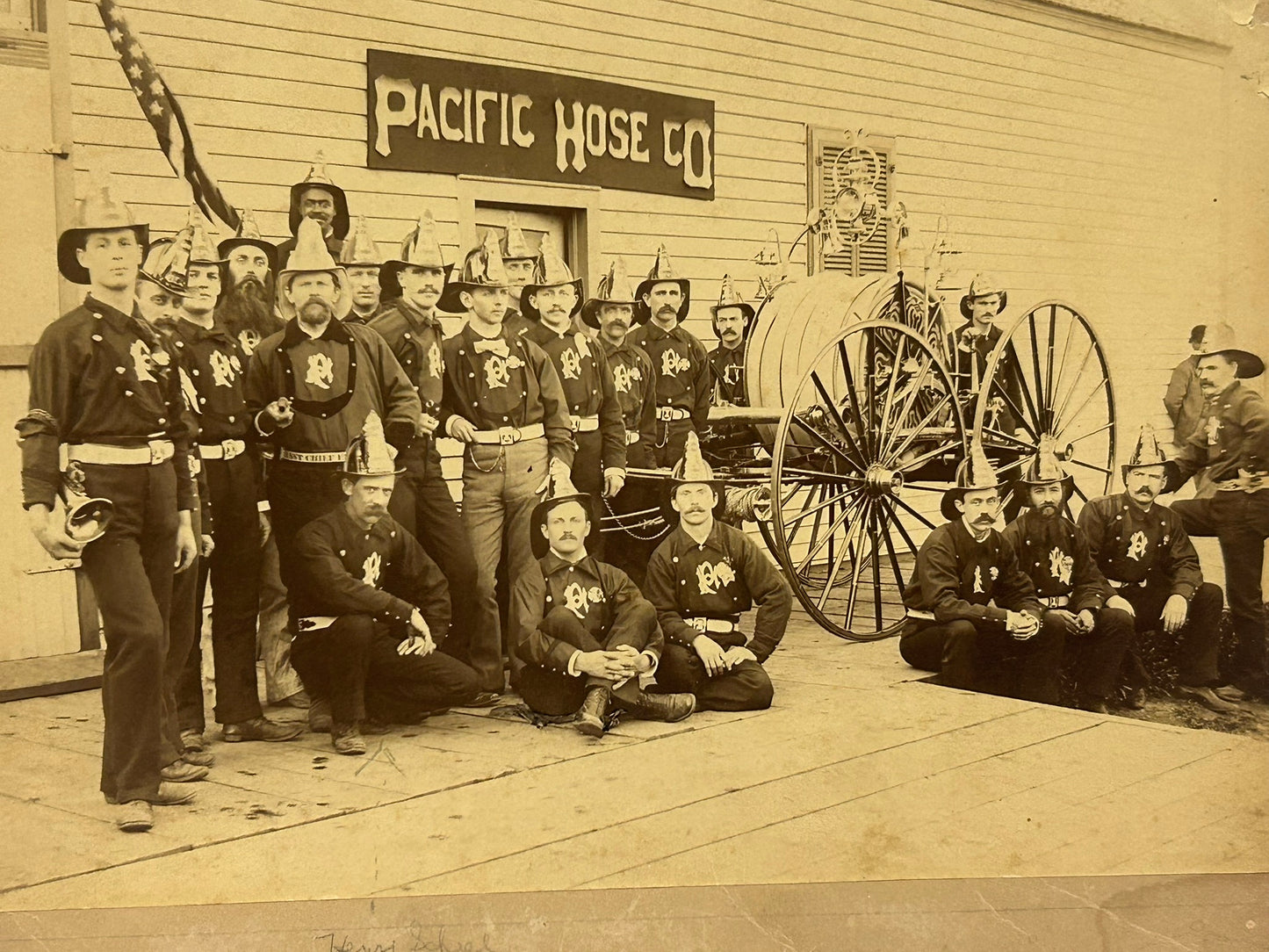 FIRE COMPANY EARLY PHOTOGRAPH OF PACIFIC HOSE IN GRAND ISLAND, NEBRASKA