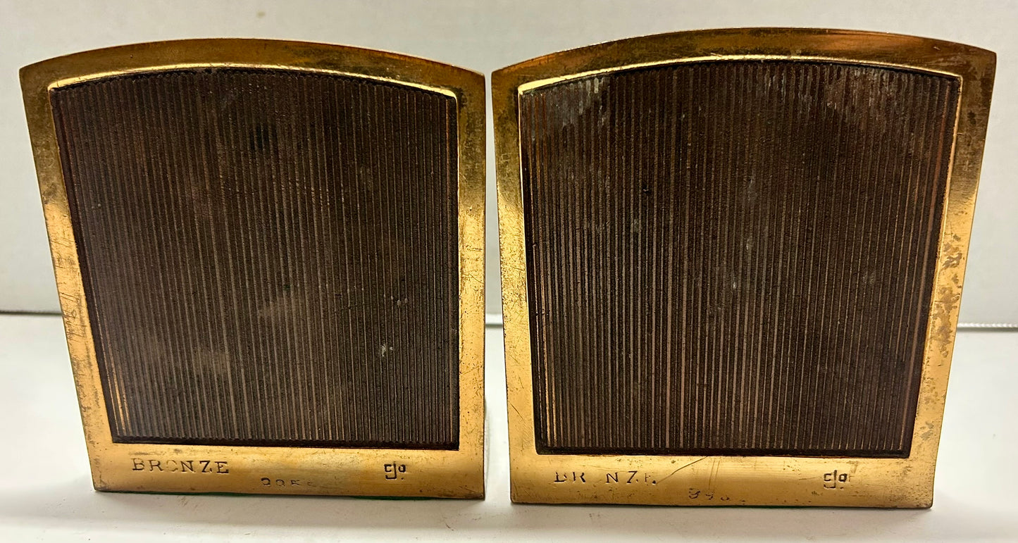 BOOKENDS OF GENERAL PERSHING IN BRONZE