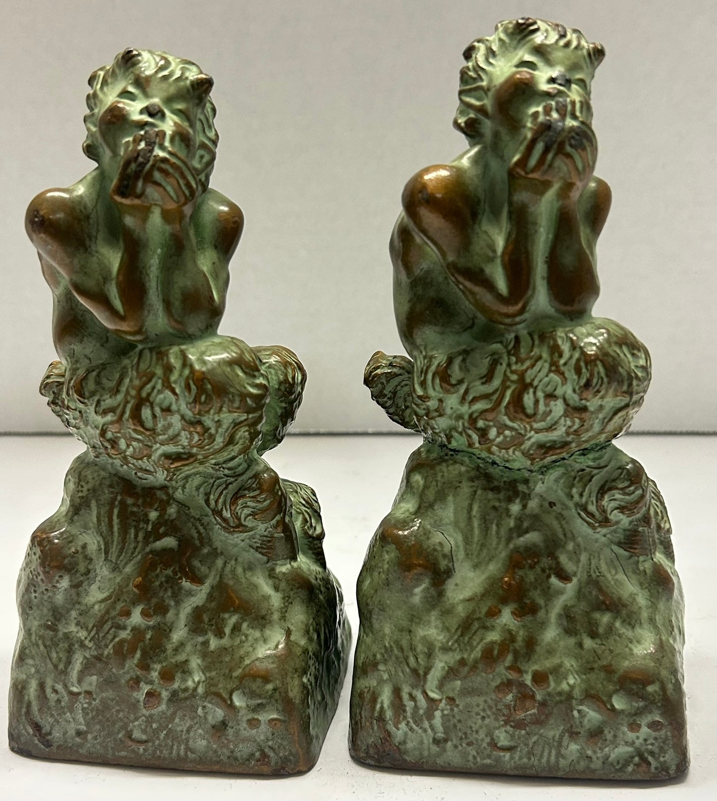 SATYR PAIR OF BRONZE FINISH MCCLELLAND BARCLAY BOOKENDS