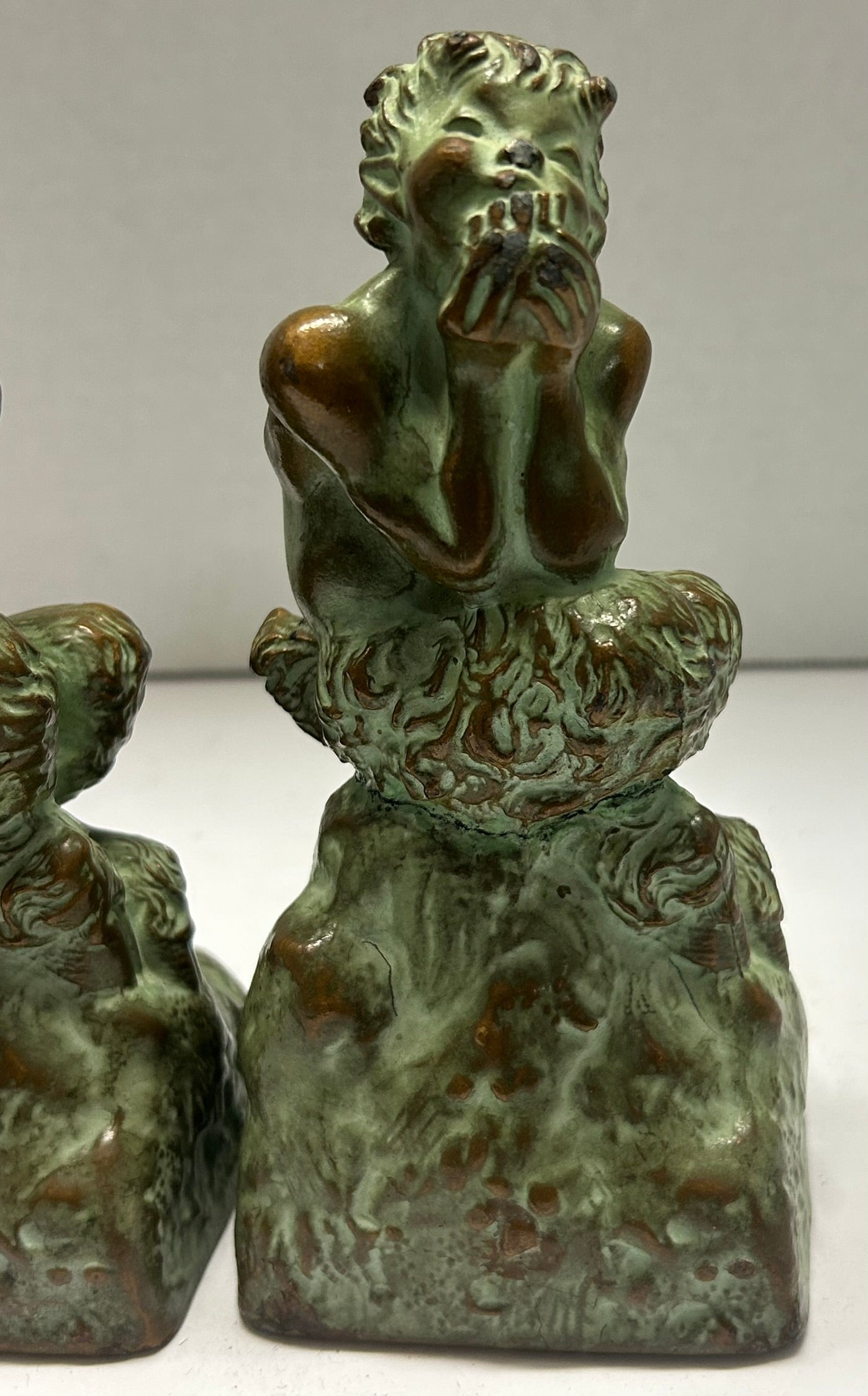 SATYR PAIR OF BRONZE FINISH MCCLELLAND BARCLAY BOOKENDS