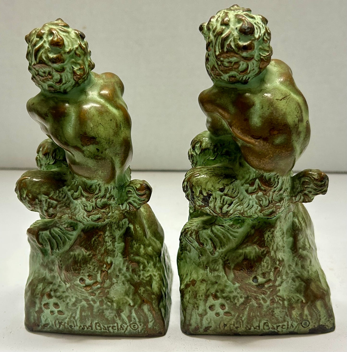 SATYR PAIR OF BRONZE FINISH MCCLELLAND BARCLAY BOOKENDS