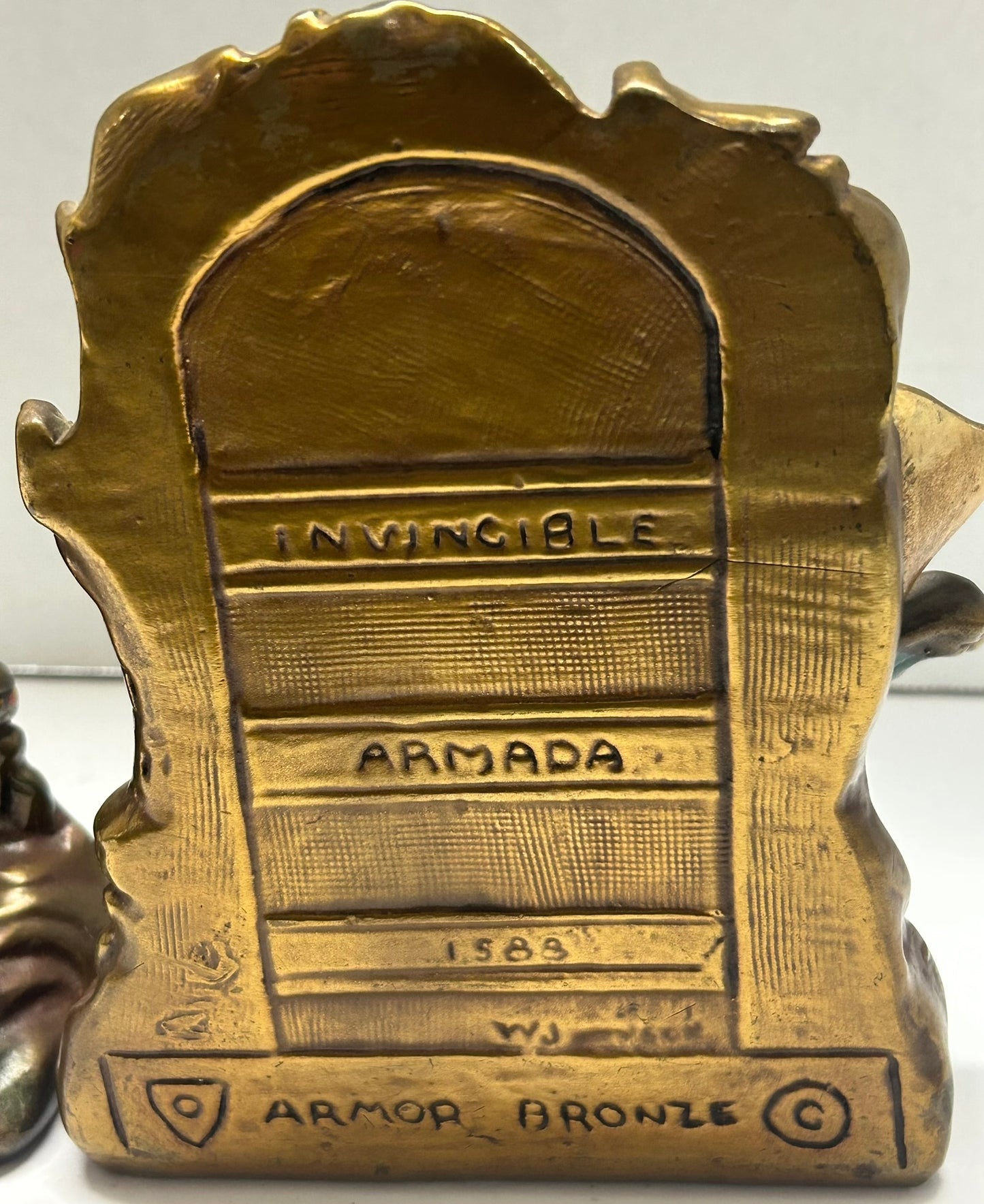 SHIPS PAIR OF BRONZE CLAD BOOKENDS