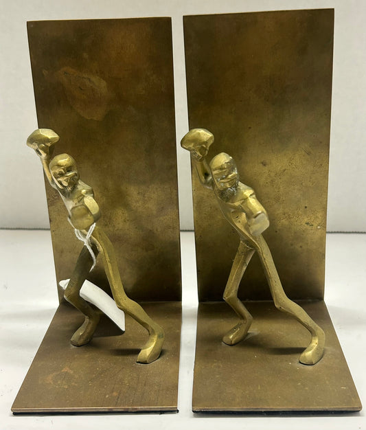 FOOTBALL PLAYER MODERN DESIGN BRASS BOOKENDS