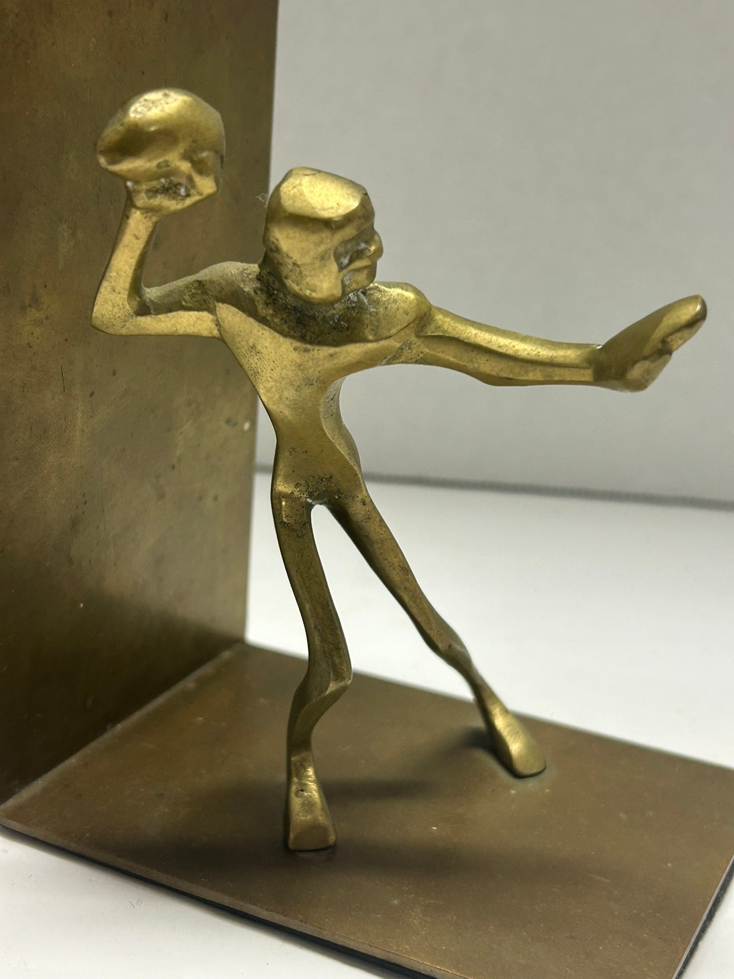 FOOTBALL PLAYER MODERN DESIGN BRASS BOOKENDS