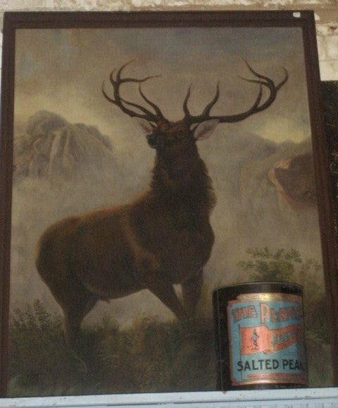 ELK'S LODGE EARLY LARGE PAINTING OF ELK