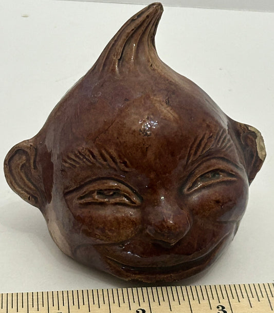 BROWNIE CHARACTER ANTIQUE POTTERY STILL BANK