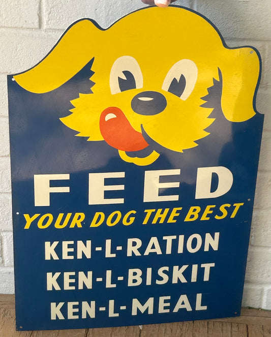 KEN-L-RATION DOG FOOD ADVERTISING METAL SIGN WITH DOG