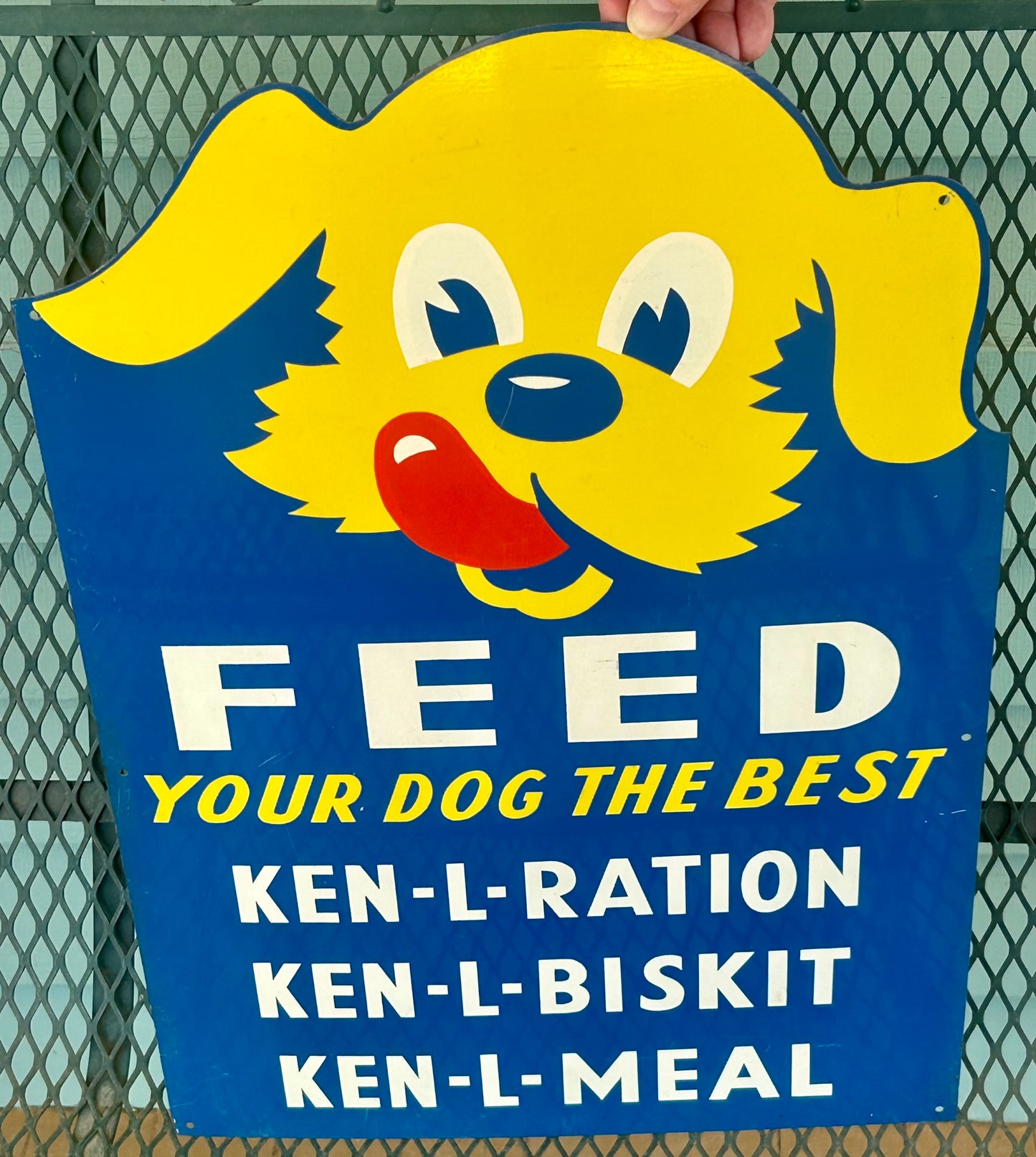 KEN-L-RATION DOG FOOD ADVERTISING METAL SIGN WITH DOG