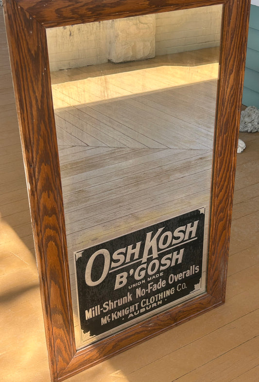 OSH KOSH B'GOSH OVERALLS ADVERTISING MIRROR SIGN