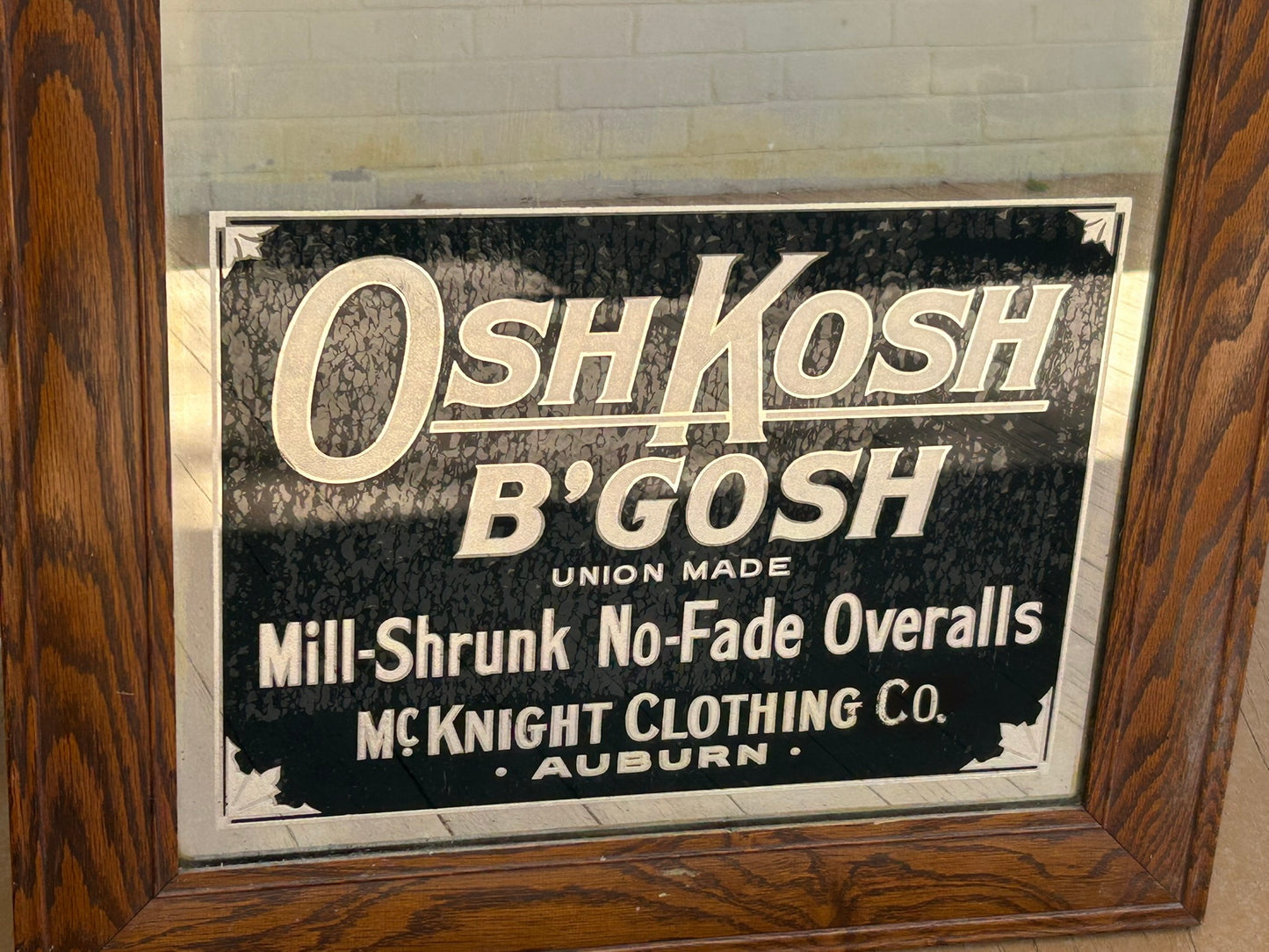OSH KOSH B'GOSH OVERALLS ADVERTISING MIRROR SIGN