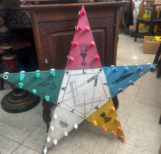 MASONIC EASTERN STAR LIGHT UP FIGURAL STAR ANTIQUE SIGN