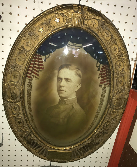 WWI FANCY PATRIOTIC MOTIF FRAME WITH SOLDIER PHOTOGRAPH