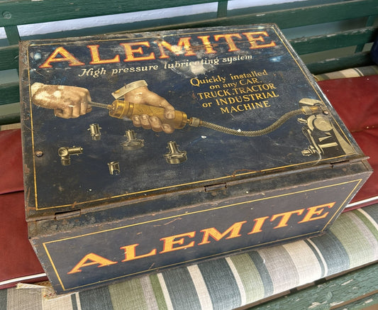 ANTIQUE MOTOR VEHICLE ALEMITE LUBRICANT TIN DISPLAY