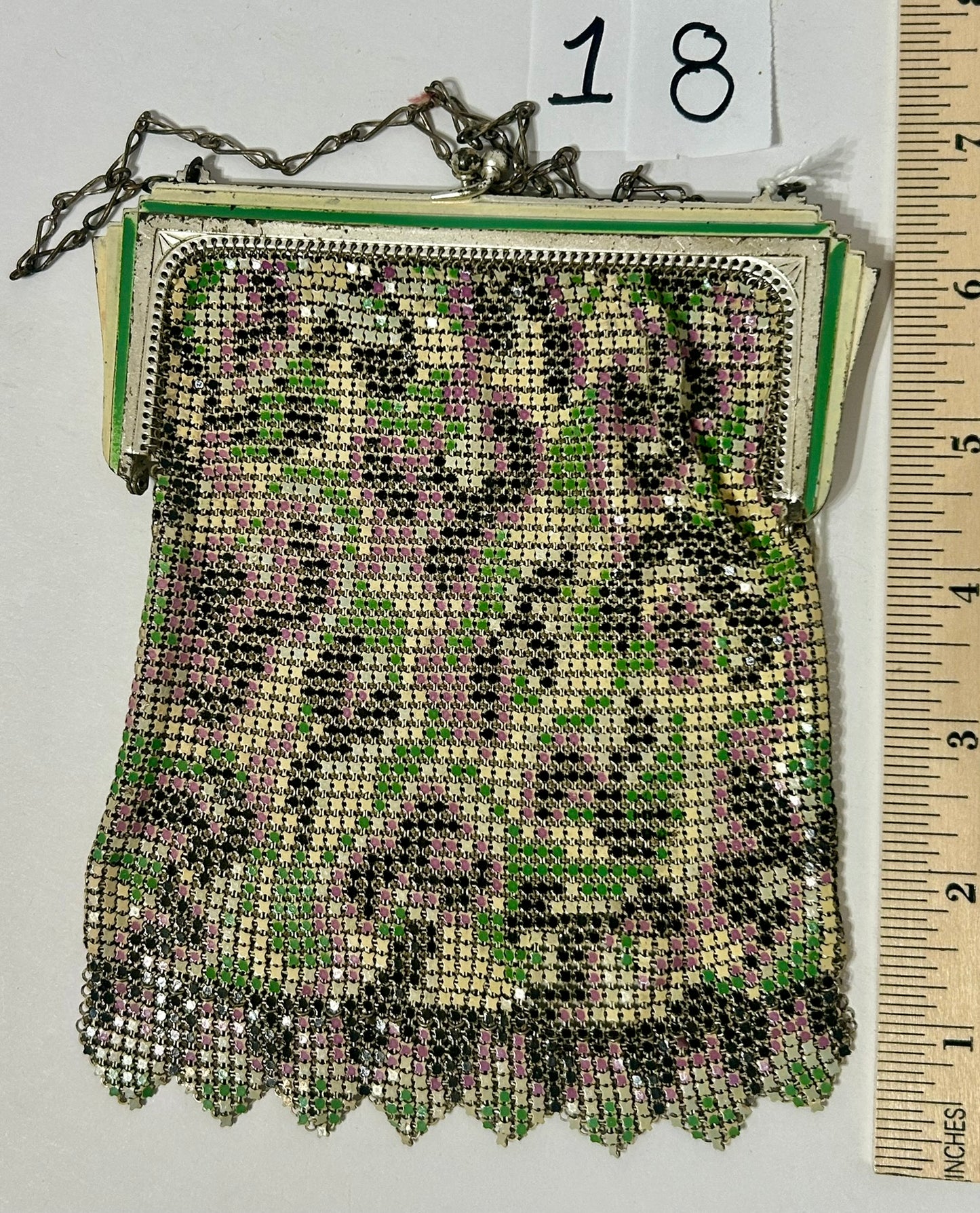 WHITING DAVIS ANTIQUE ENAMEL MESH PURSE
