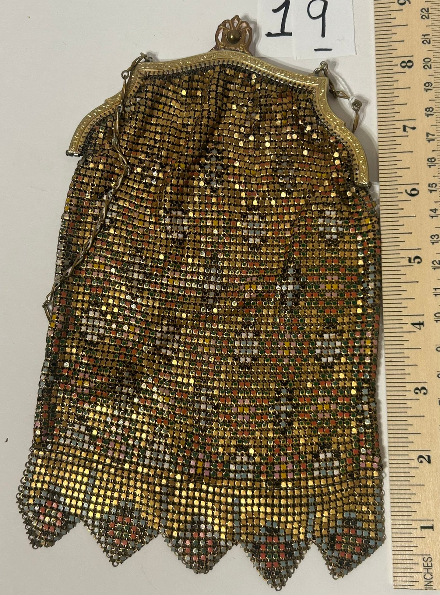 ANTIQUE WHITING & DAVIS ENAMEL MESH PURSE
