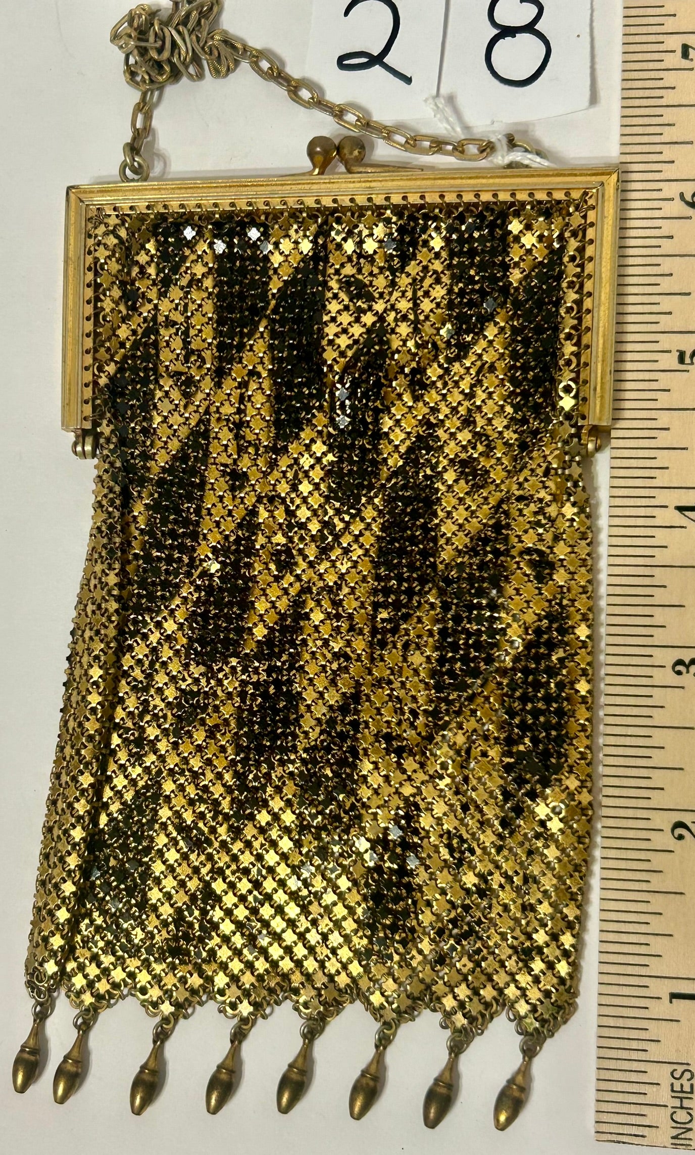 MANDALLIAN BLACK AND GOLD MESH PURSE