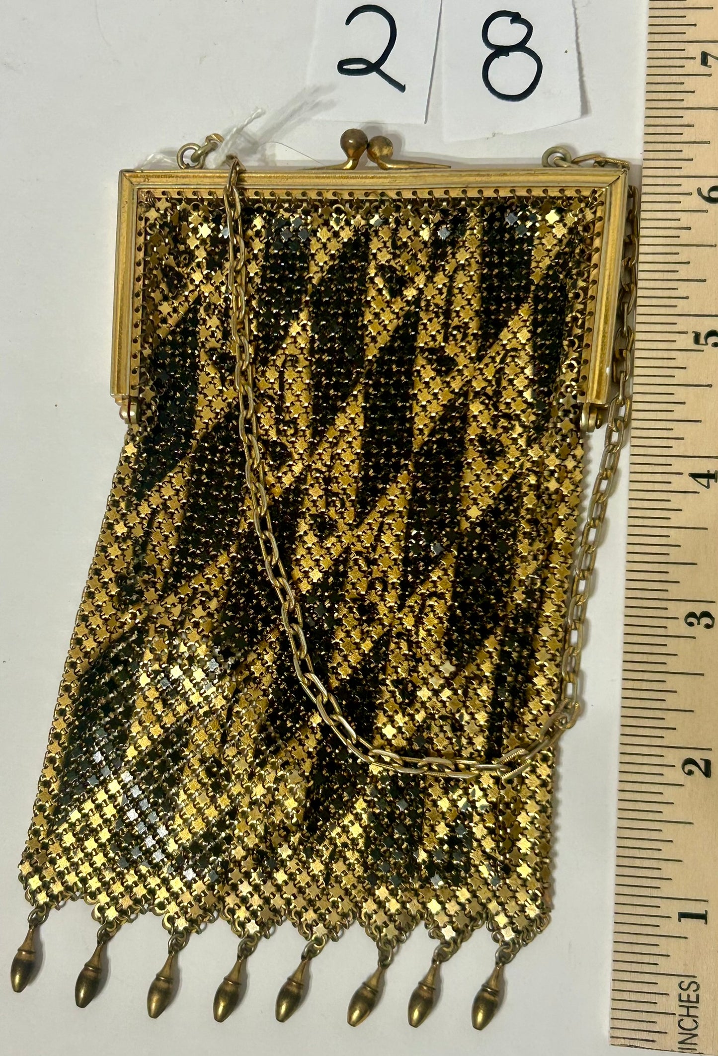 MANDALLIAN BLACK AND GOLD MESH PURSE