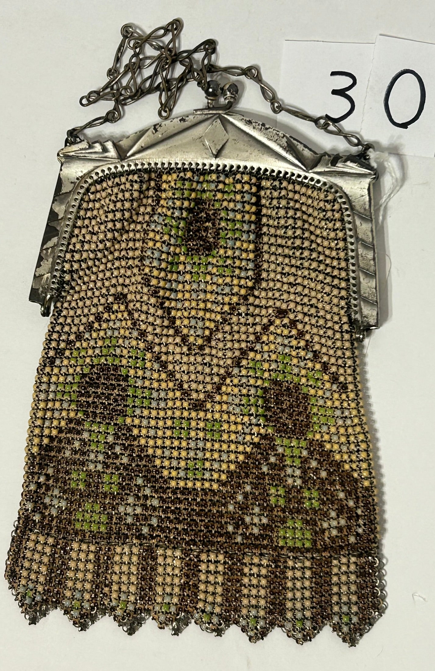 ANTIQUE WHITING & DAVIS ENAMEL MESH PURSE