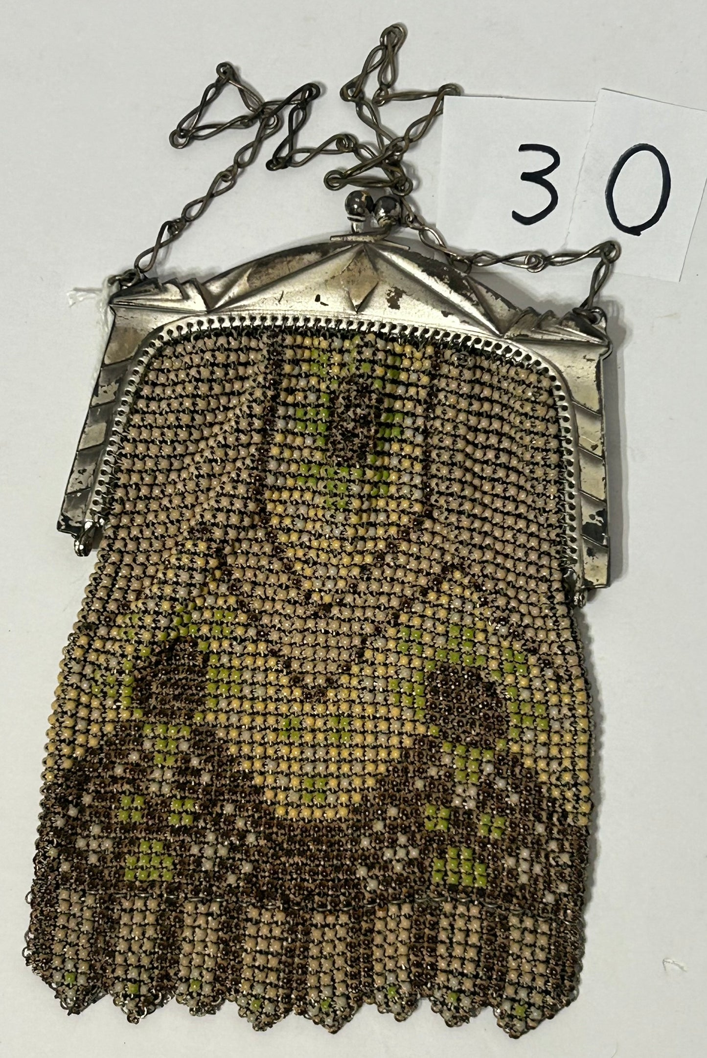 ANTIQUE WHITING & DAVIS ENAMEL MESH PURSE