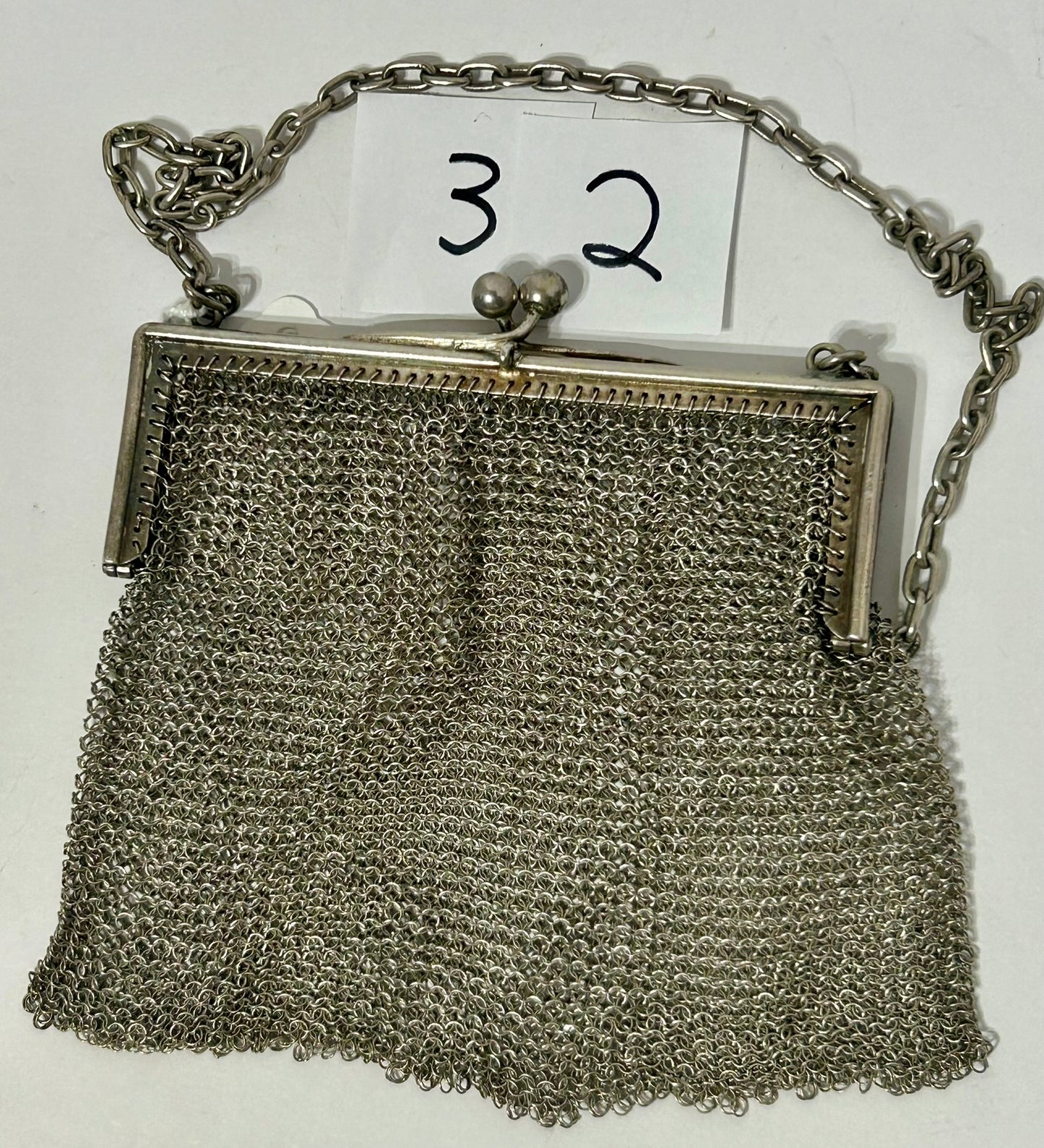 ANTIQUE MESH PURSE MARKED STERLING