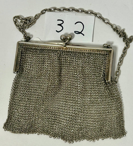 ANTIQUE MESH PURSE MARKED STERLING