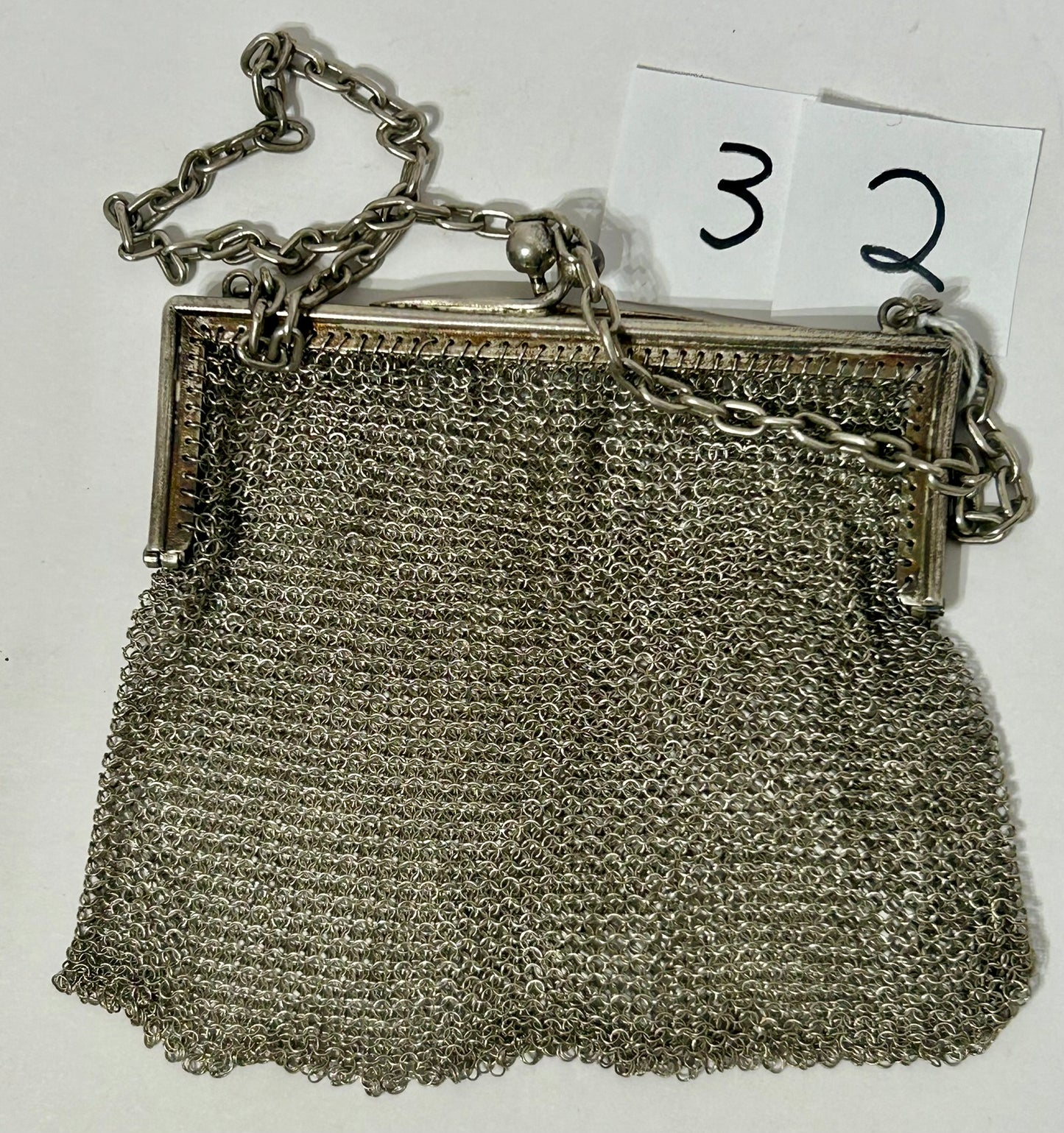 ANTIQUE MESH PURSE MARKED STERLING