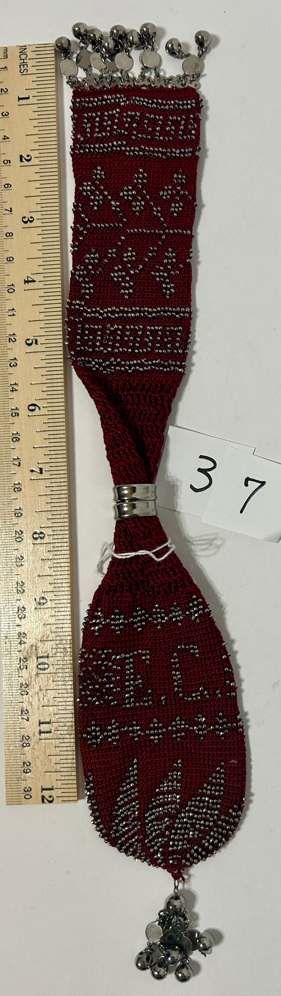 ANTIQUE MISER'S PURSE WITH STEEL CUT BEADS
