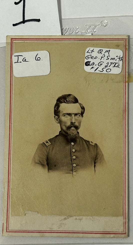 CIVIL WAR SOLDIER CDV PHOTO GEO. P. SMITH 27TH IOWA