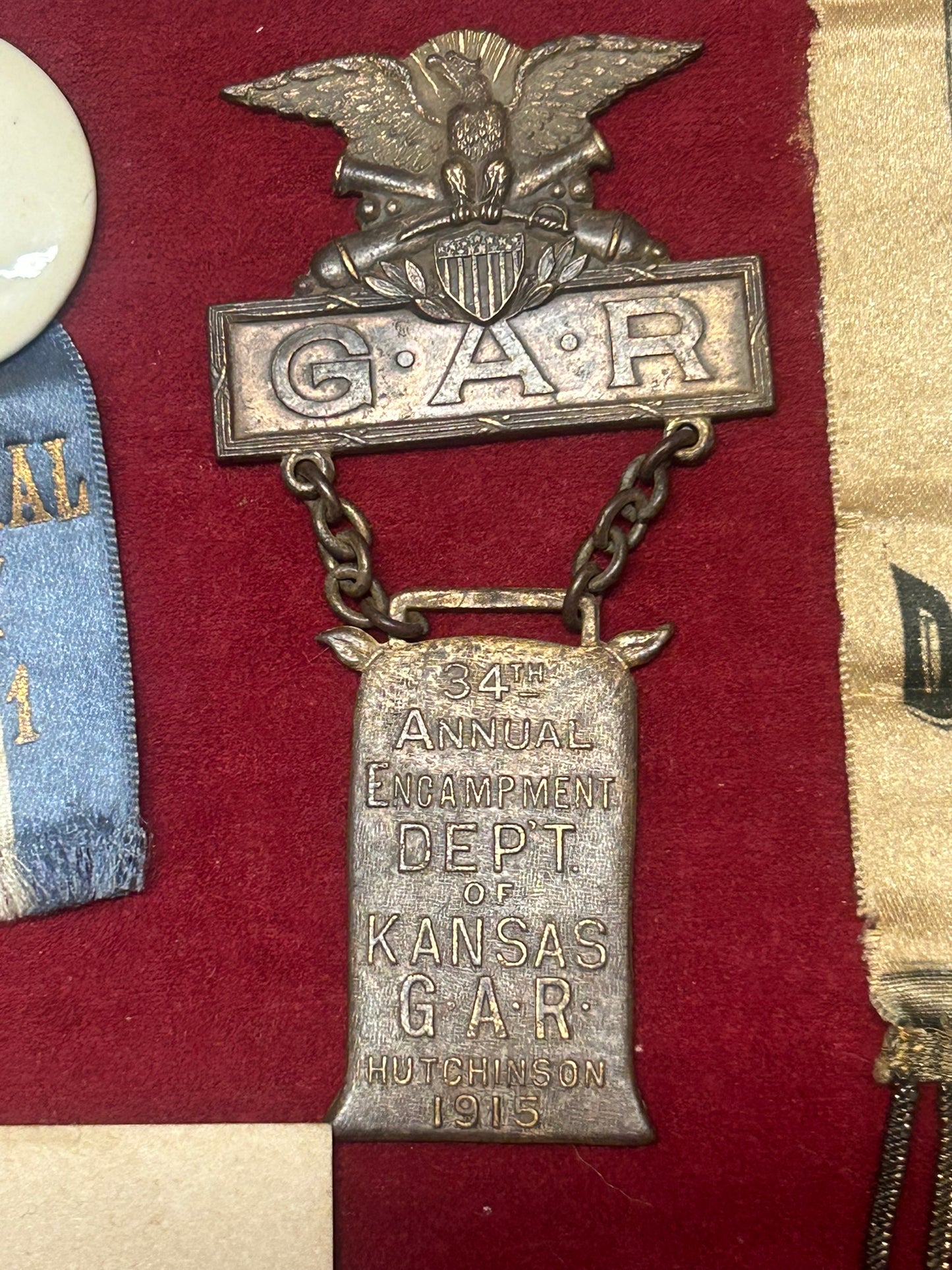 CIVIL WAR REUNION BADGES FOR NEBRASKA AND KANSAS INCLUDING PRISONERS OF WAR