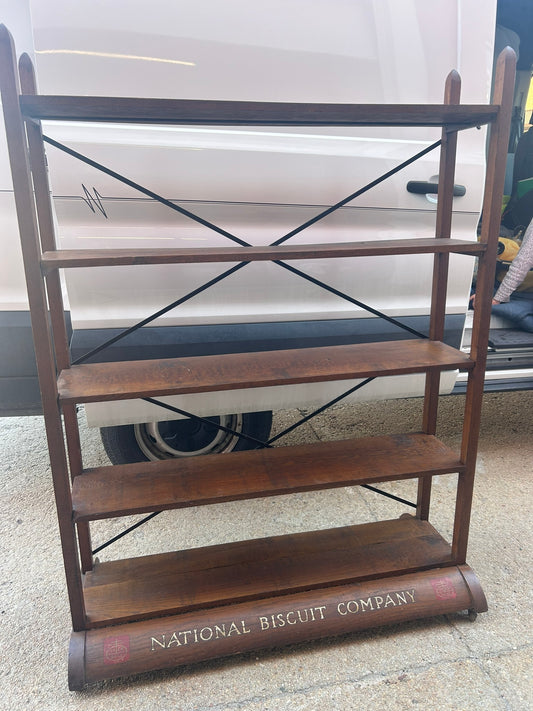 NATIONAL BISCUIT COMPANY WOODEN ANTIQUE DISPLAY RACK