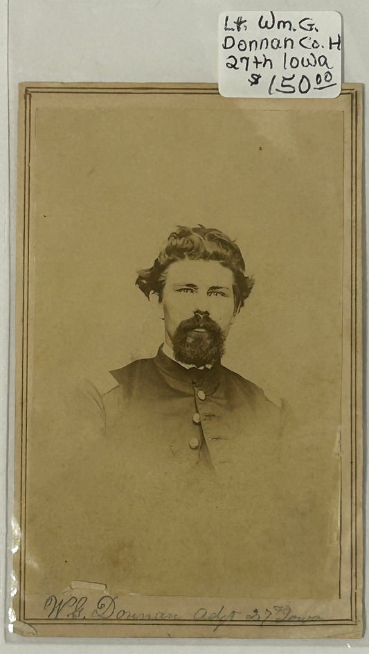 CIVIL WAR IOWA SOLDIER WM. G. DONNAN CO. H 27TH IOWA CDV PHOTO