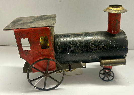 EARLY TIN CLOCKWORK TOY WIND UP TIN LOCOMOTIVE "BOSTON"