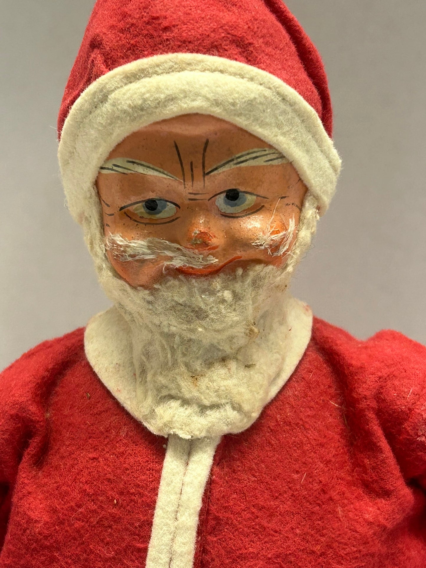 ROLLY POLLY SANTA ANTIQUE UNUSUAL WITH FELT CLOTHES AND CHIMES