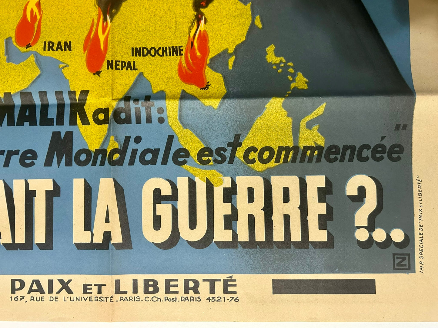 FRENCH ANTI SOVIET 1950'S POSTER QUI FAIT LA GUERRE