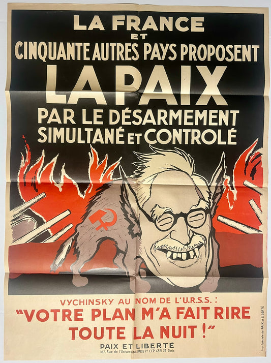 FRENCH ANTI RUSSIA POSTER LA FRANCE LAPAIX 1950'S