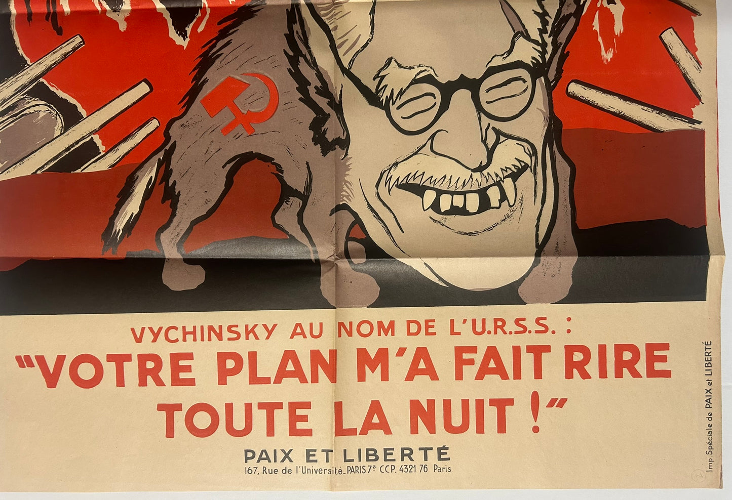 FRENCH ANTI RUSSIA POSTER LA FRANCE LAPAIX 1950'S
