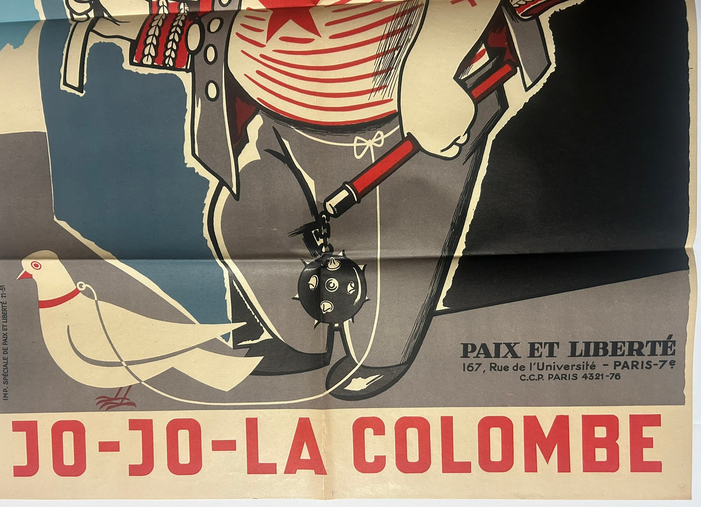 FRENCH ANTI COMMUNIST 1951 POSTER JO JO LA COLOMBE