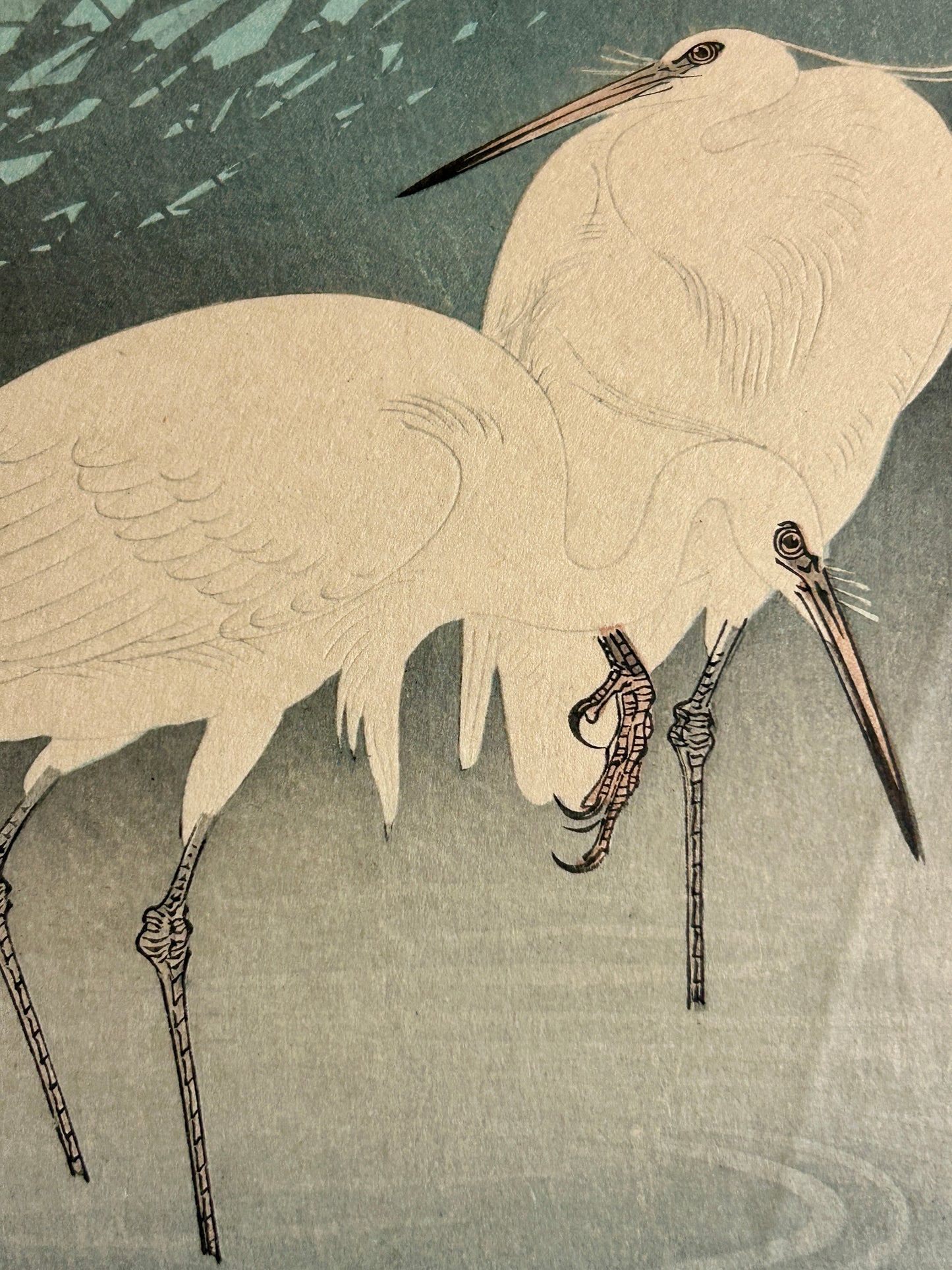 SHOSON JAPANESE WOODBLOCK 1877-1945 HERONS IN REEDS