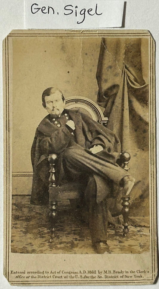 CIVIL WAR GENERAL SIGEL CDV PHOTOGRAPH