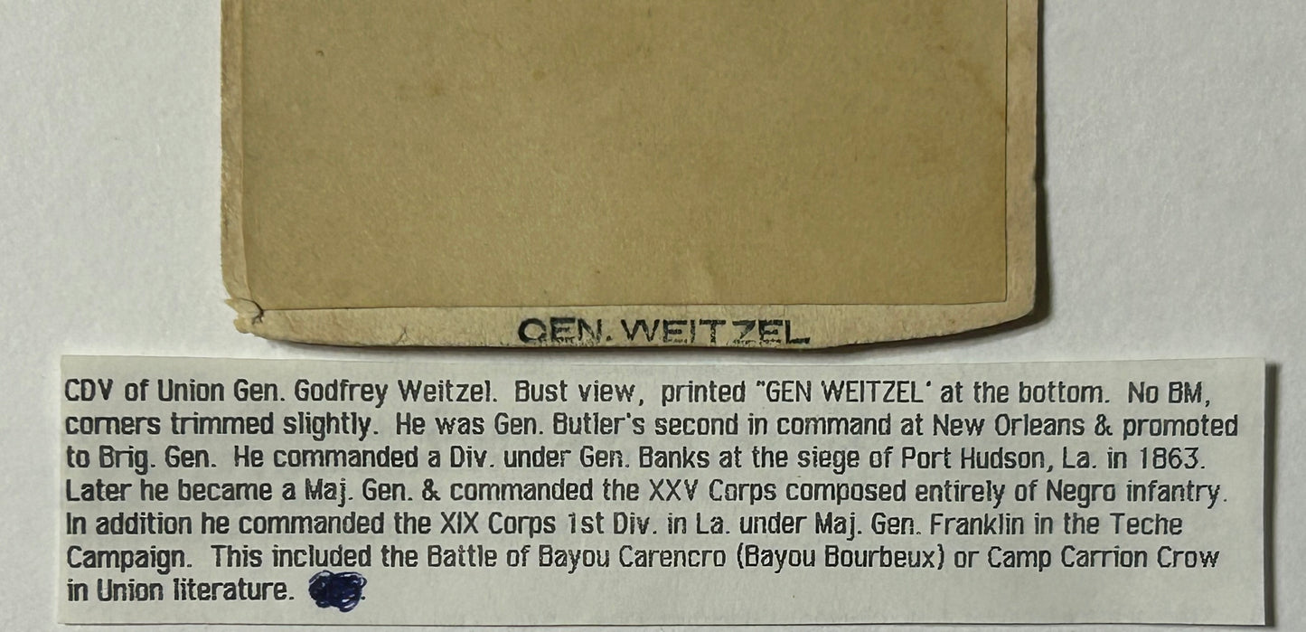 CIVIL WAR UNION GENERAL GODFREY WEITZEL CDV PHOTO