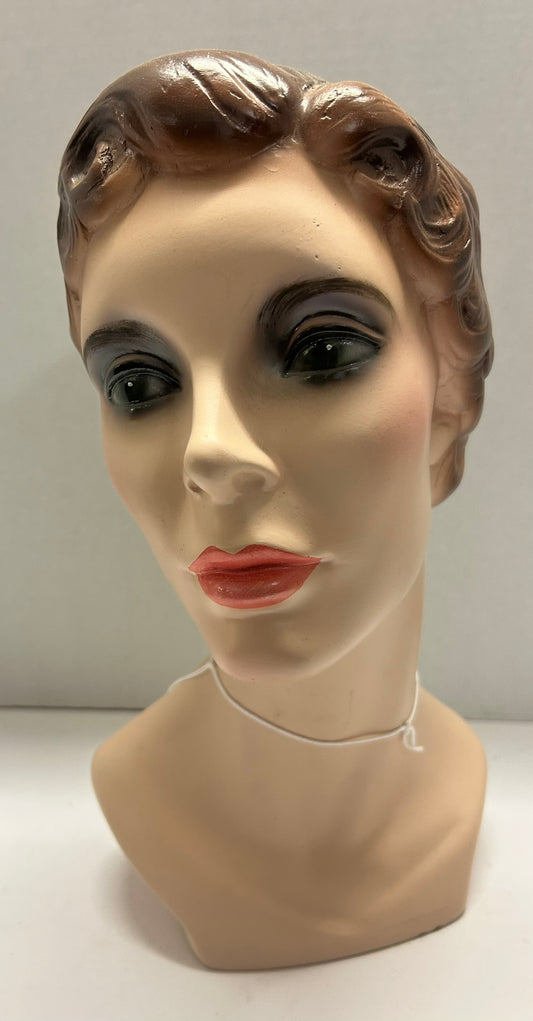 WOMAN MILLINERY HAT DISPLAY HEAD 1951