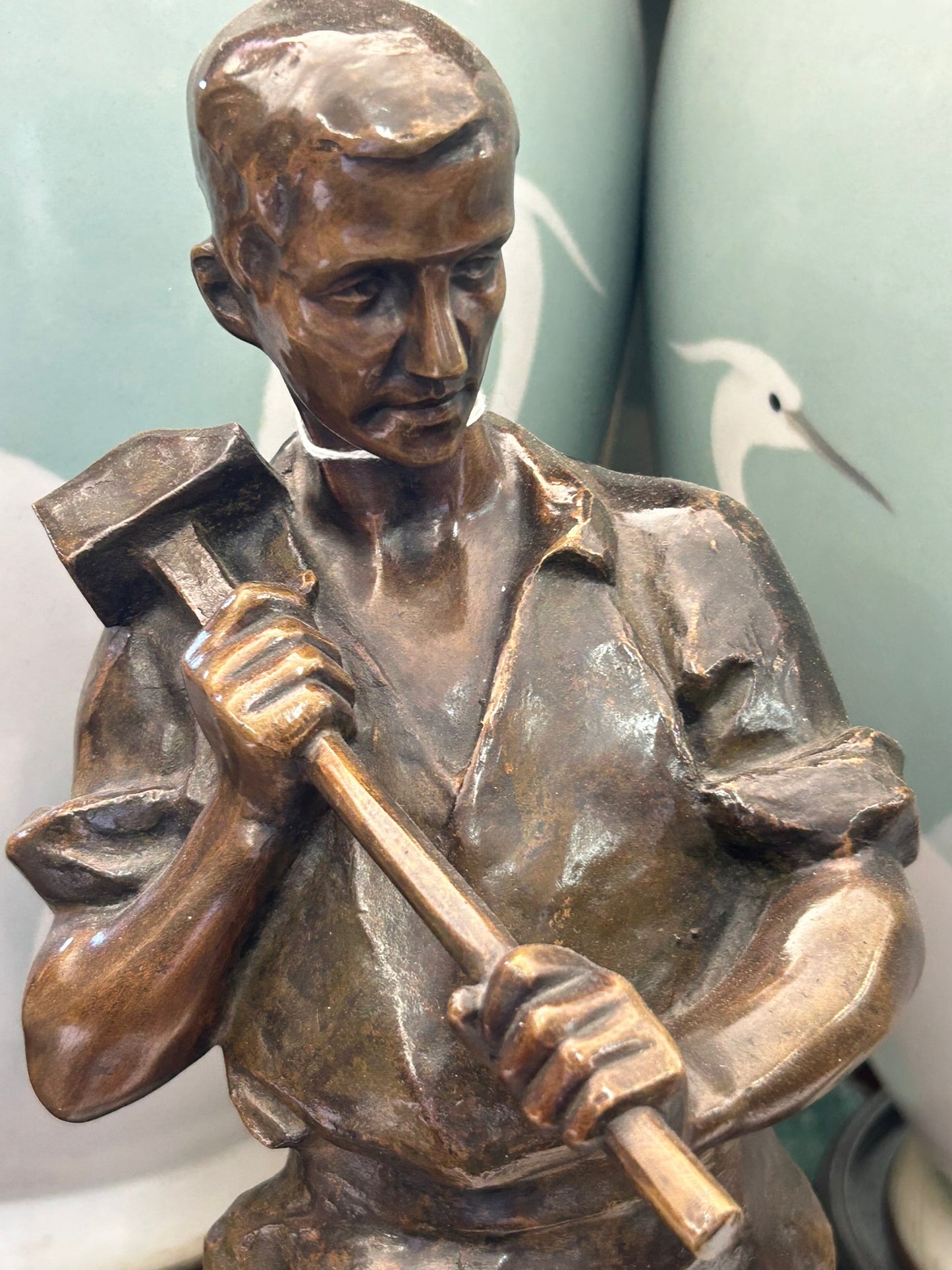 BRONZE BLACKSMITH FIGURE WITH HAMMER BY DUJARDIN