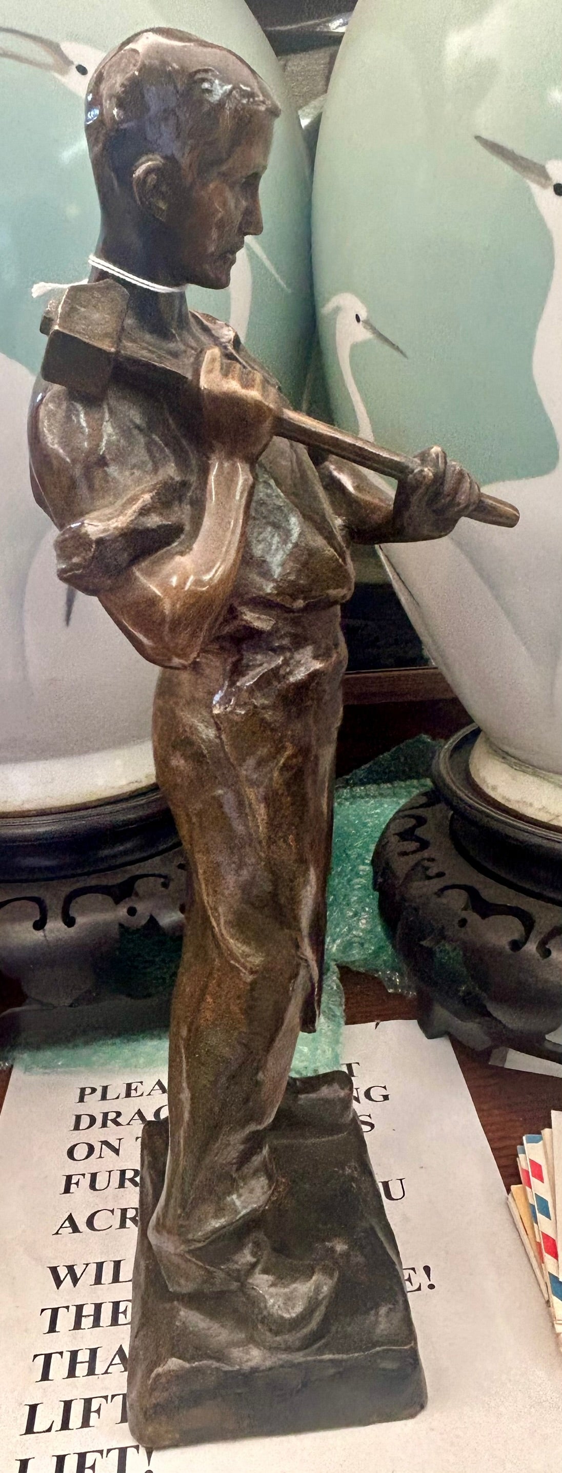BRONZE BLACKSMITH FIGURE WITH HAMMER BY DUJARDIN