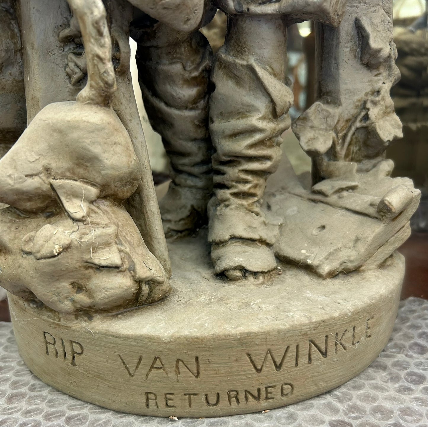 JOHN ROGERS "RIP VAN WINKLE RETURNED" 1871 SCULPTURE