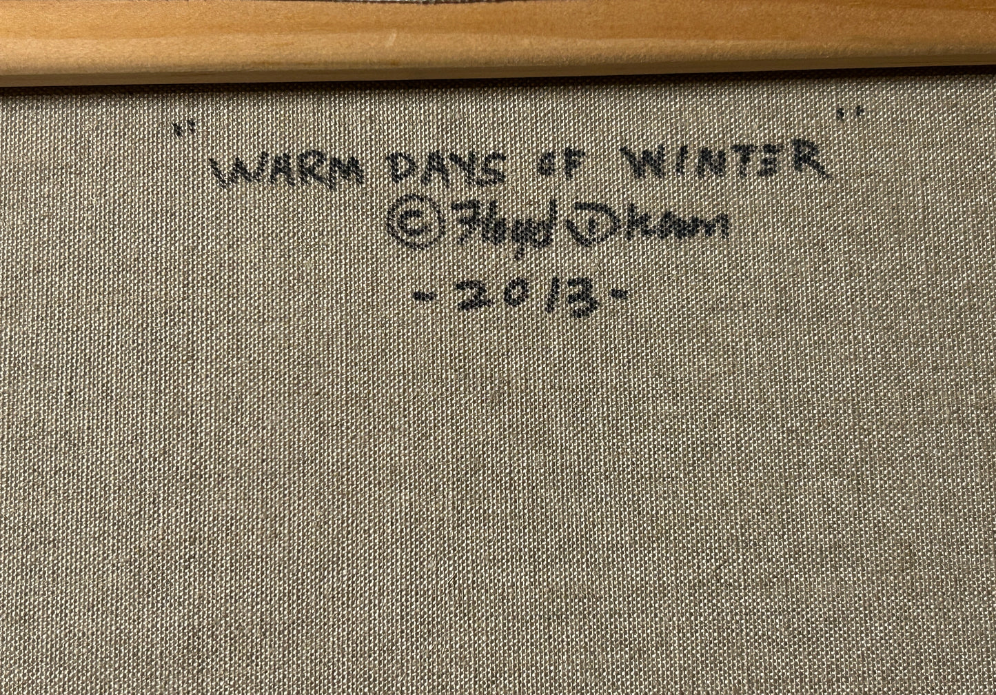 FLOYD DROWN TEXAS ARTIST WINTER SCENE OF NATIVE AMERICANS CROSSING WATER