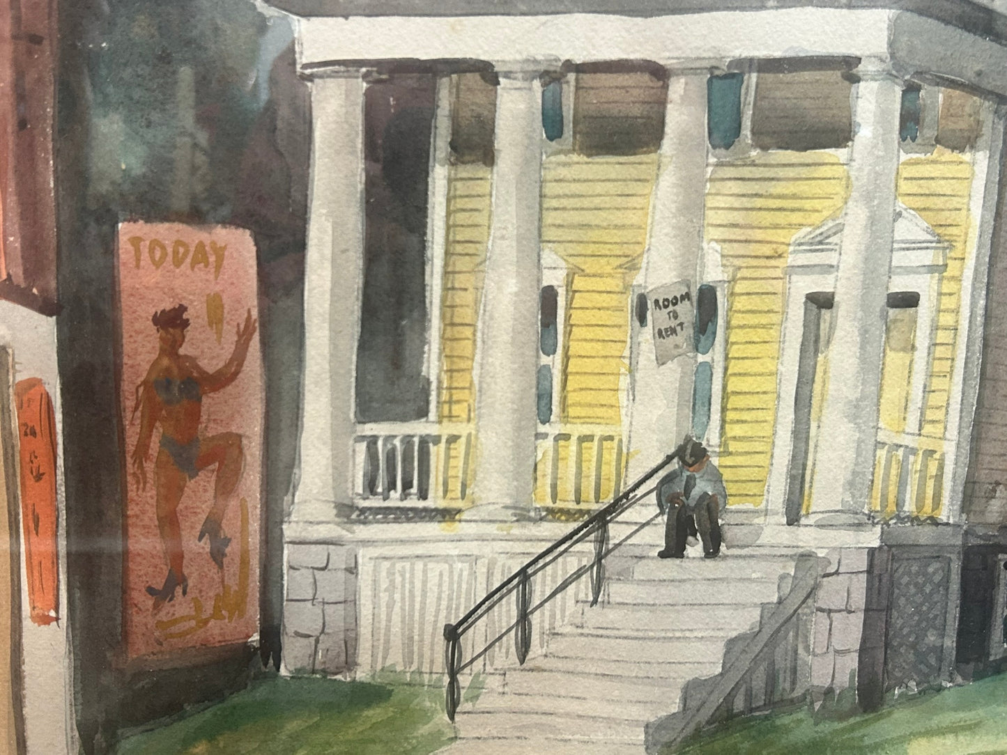 NEBRASKA ARTIST KADY FAULKNER PAINTING OF CITY SCENE