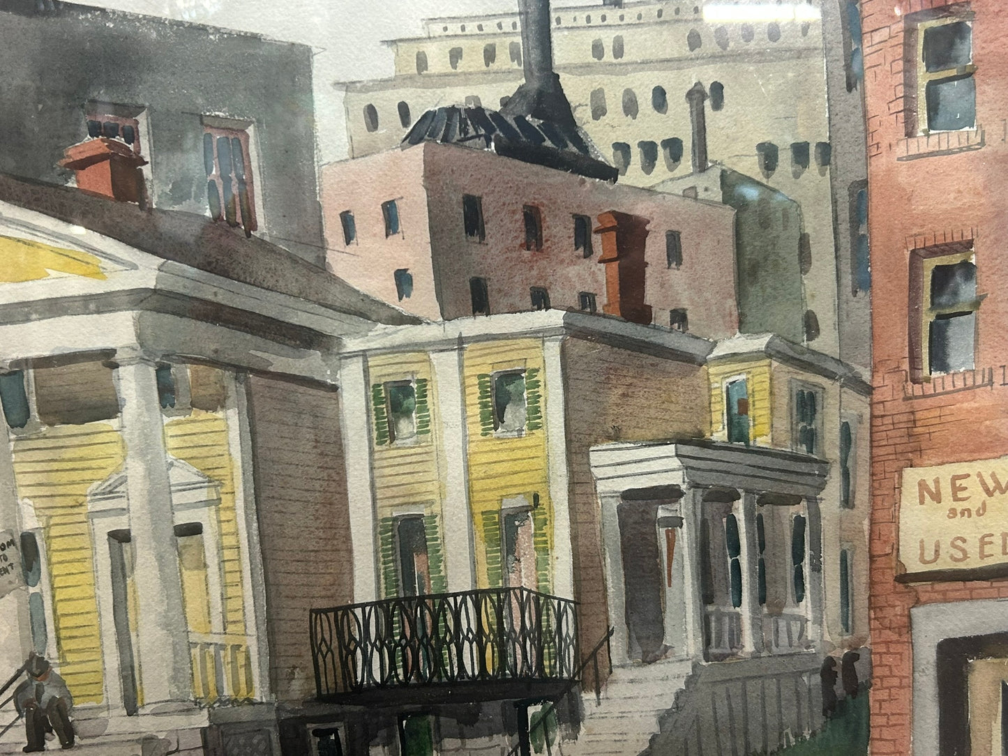 NEBRASKA ARTIST KADY FAULKNER PAINTING OF CITY SCENE