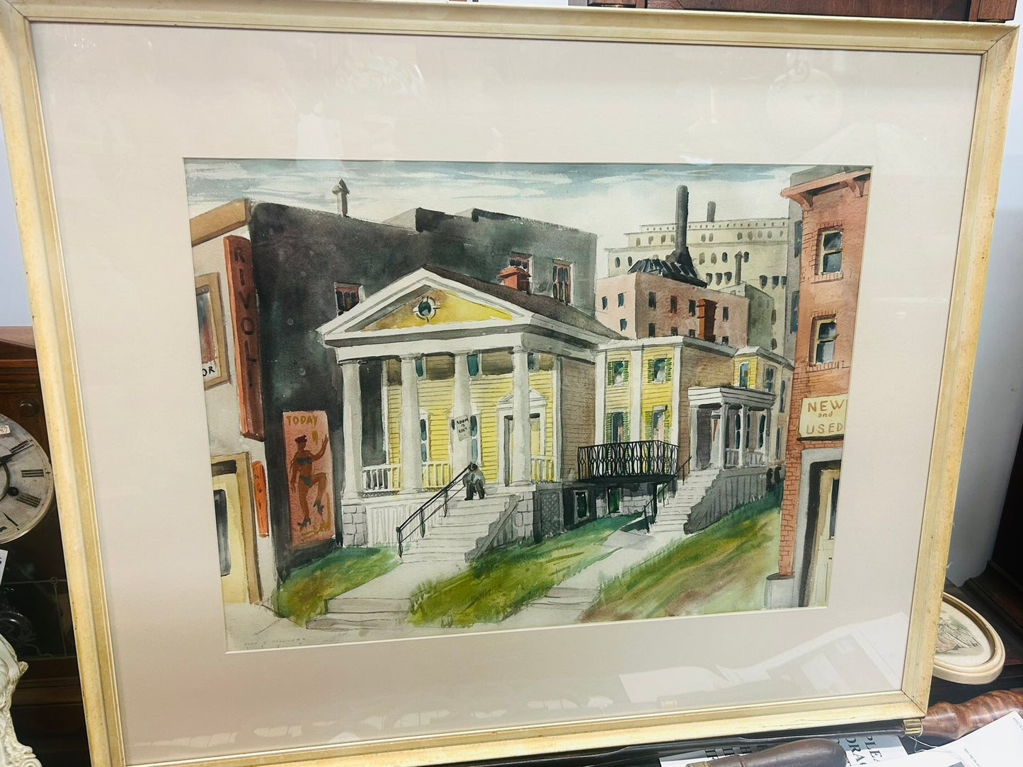 NEBRASKA ARTIST KADY FAULKNER PAINTING OF CITY SCENE