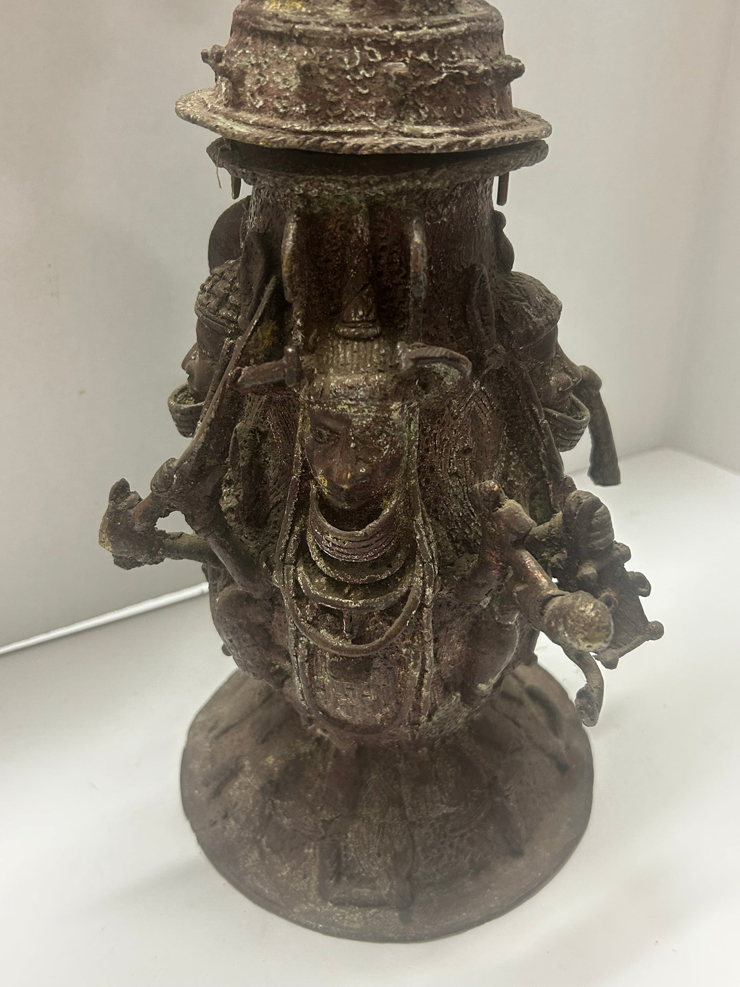 BENIN? AFRICAN BRONZE FIGURES VESSEL