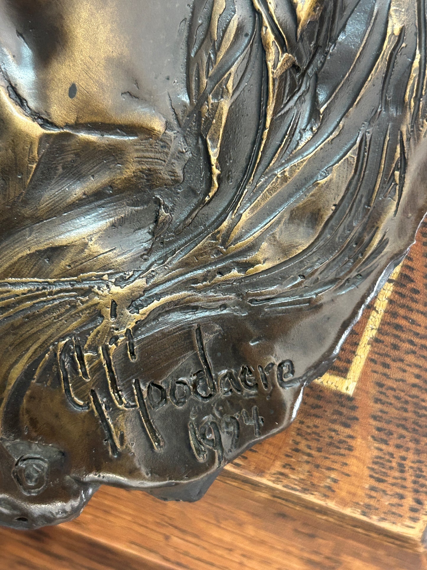 GLENNA GOODACRE BRONZE PLAQUE OF MOTHER AND DAUGHTER